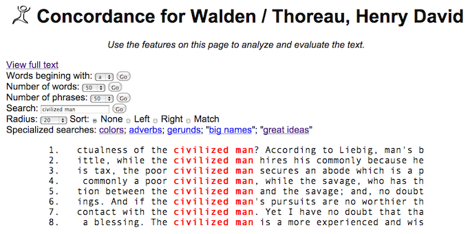 Simple concordance of Walden